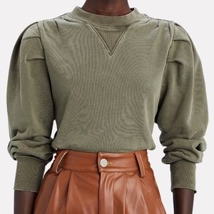 Frame Shirred Shoulder Puff Sleeve Sweatshirt